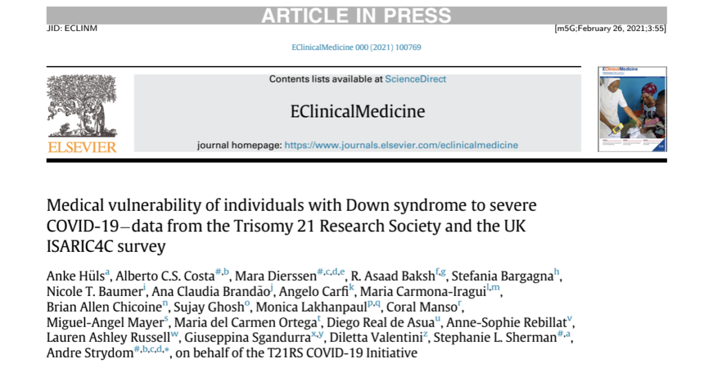 Ir a Artículo sobre vulnerabilidad médica de las personas con síndrome de Down a la COVID-19