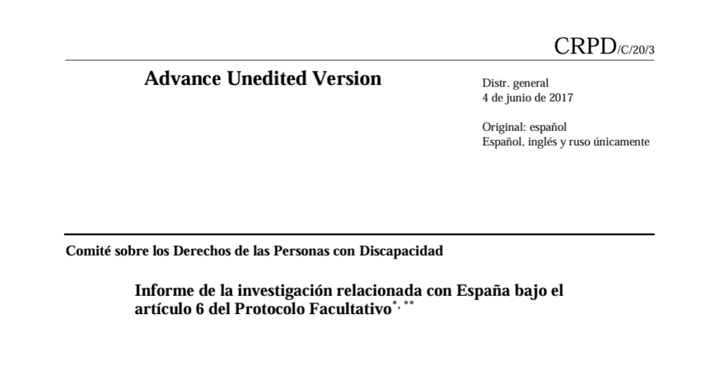 Ir a Observaciones de la ONU. Informe de la investigación relacionada con España bajo el artículo 6 del Protocolo Facultativo