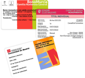 Tarjetas ayuda a familia numerosas