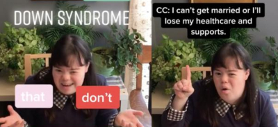 Charlotte, joven con síndrome de Down que ofrece su apoyo contra la discriminación